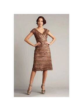 TADASHI SHOJI Thora Silken Fringe Midi Dress
